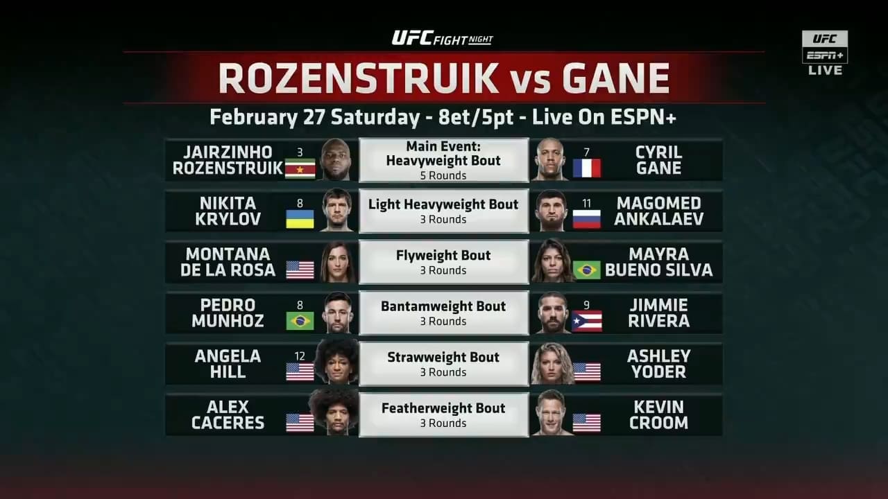 UFC Fight Night 186: Rozenstruik vs. Gane|UFC Fight Night 186: Rozenstruik vs. Gane