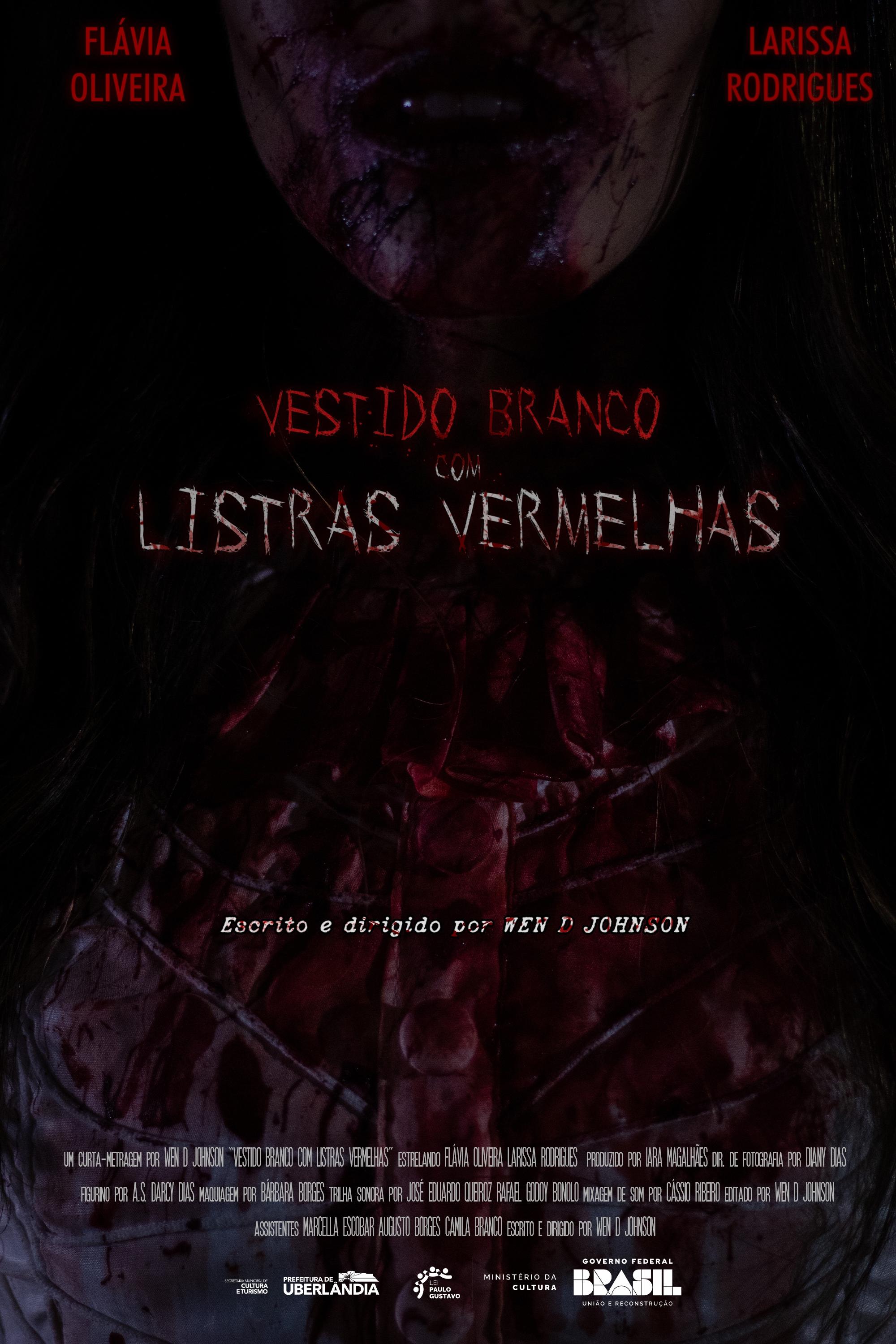 Vestido Branco com Listras Vermelhas | Vestido Branco com Listras Vermelhas