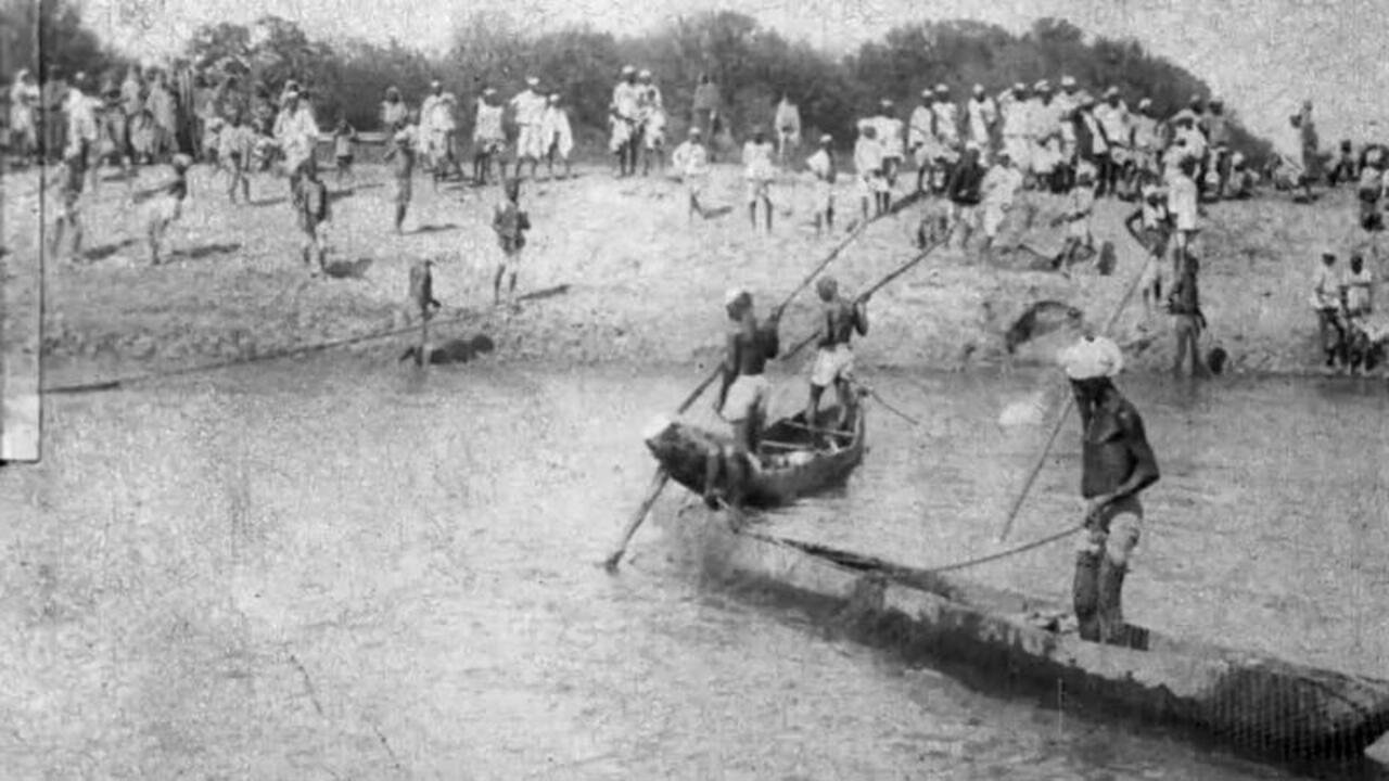 Eine Partie Fischfang bei dem Maharadscha von Kapurthala, Indien|Eine Partie Fischfang bei dem Maharadscha von Kapurthala, Indien